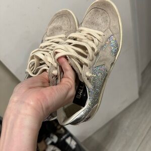 Golden Goose Glitter Sneakers - Silver and Cream